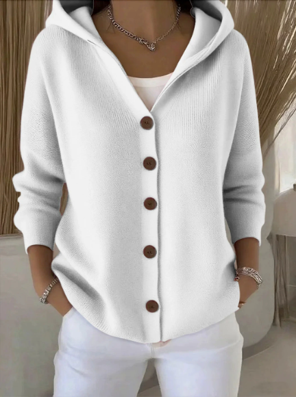 Women Cotton Plain Long Sleeve Comfy Casual Cardigan
