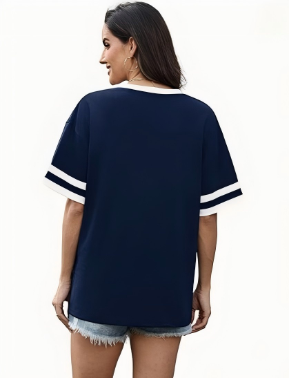WIHOLL Women's Loose Short-Sleeve V-Neck Color Block T-Shirt, $29, Buy one get one free for a limited time, 2026 Summer New Arrival, Sizes S-3XL