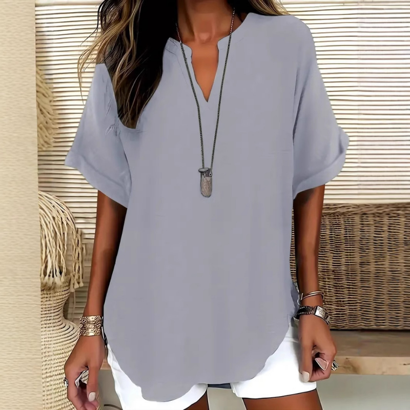 🌸Spring Sale 50% OFF👕Fashion Loose Solid Color Short Sleeve Top